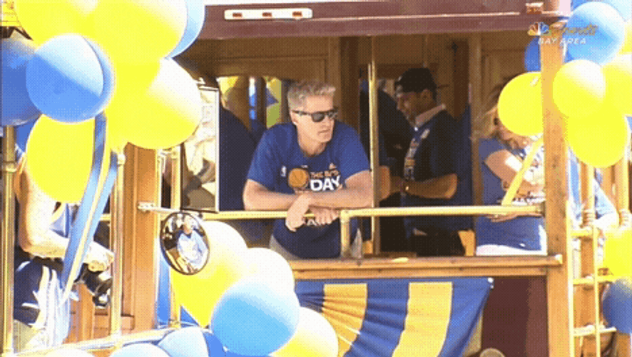 Steve Kerr Blowing Kisses To Fans GIF