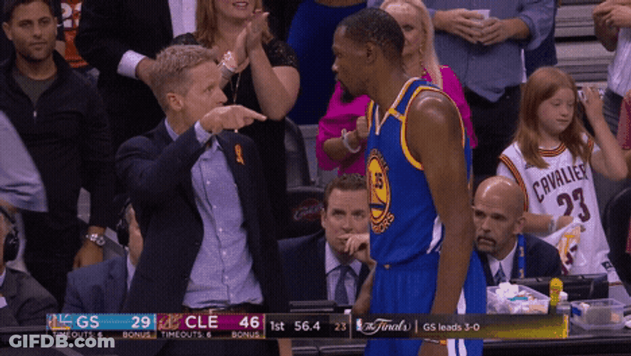 Steve Kerr Coaching Kevin Durant GIF
