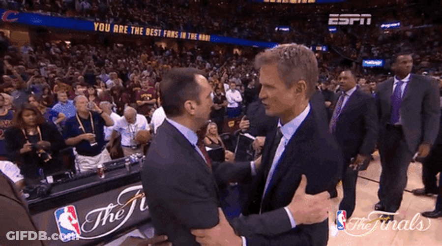Steve Kerr Holding David Blatt's Arm GIF