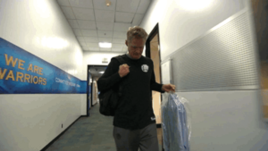 Steve Kerr Walking In Gsw Lobby GIF