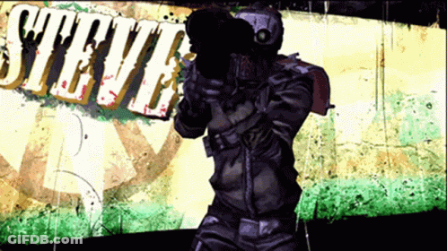 Steve Poster With Man Holding Gun GIF