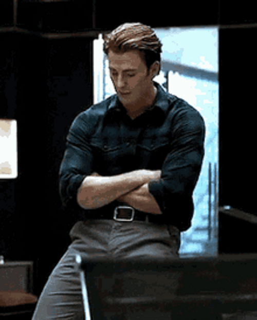 Steve Rogers Chris Evans Crossed Arms Civil War GIF