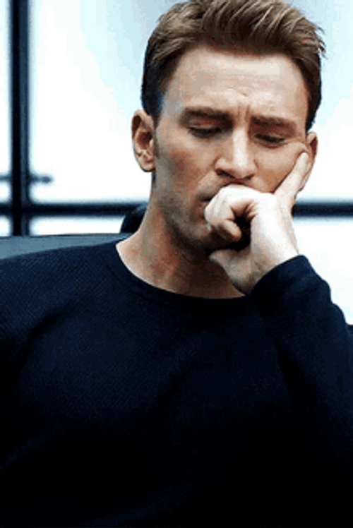 Steve Rogers Chris Evans Serious Look Up Listening GIF
