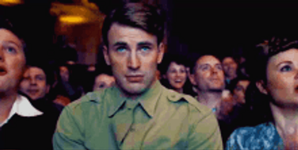 Steve Rogers Chris Evans Watching Movie Smile GIF