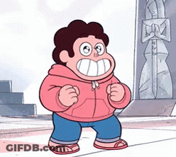 Steven Universe Character Standing In Front Of Stone Statue GIF