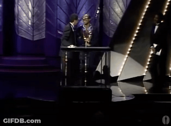 Stevie Wonder Happy Oscars Trophy GIF
