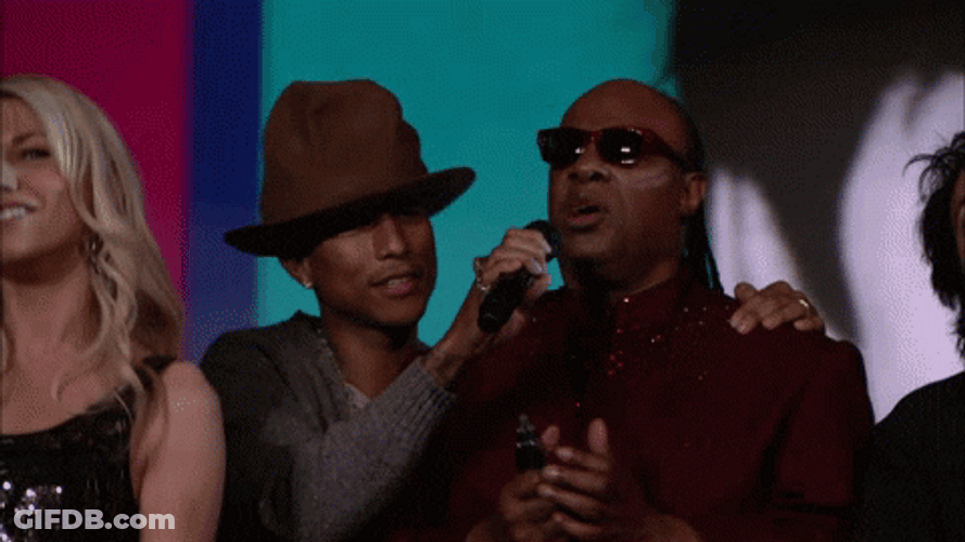 Stevie Wonder With Pharrell Williams GIF