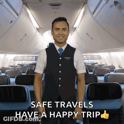 Stewardess In Airplane Safe Travels GIF
