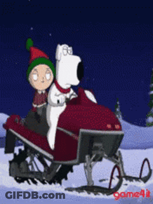 Stewie And Brian Griffin Riding A Snowmobile GIF