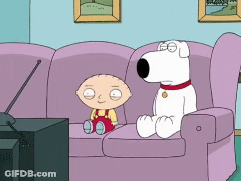 Stewie And Brian Sitting On Couch Watching TV GIF