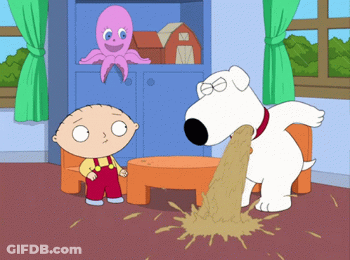 Stewie And Brian Throwing Up Before Octopus GIF
