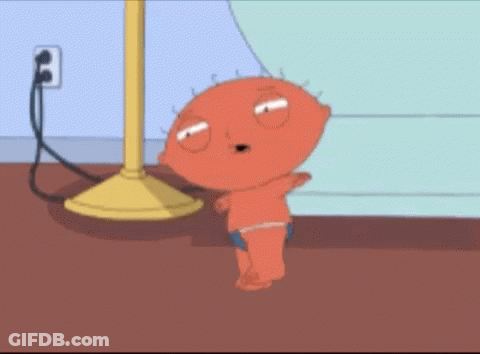 Stewie Family Guy Standing In Front Of Lamp GIF
