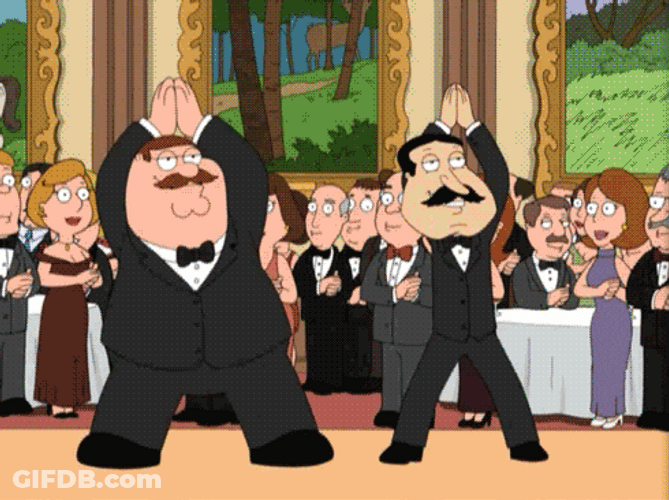 Stewie Father Peter Griffin And Glenn Quagmire Dancing GIF
