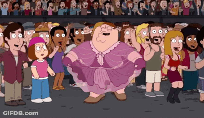 Stewie Father Peter Griffin In A Dress Dancing GIF