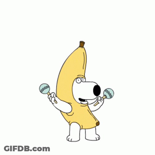 Stewie Friend Brian Griffin In Banana Costume Dancing GIF