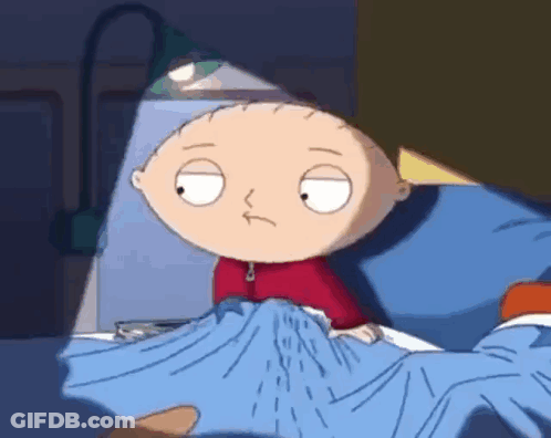 Stewie From Family Guy Is Laying In Bed GIF