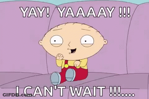 Stewie From Family Guy Is Sitting On A Couch With The Words `` I Can 'T Wait '' . GIF