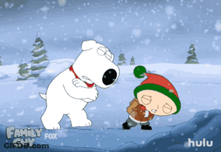Stewie Griffin And Brian Snow Windy GIF