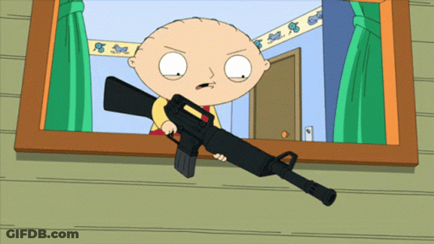 Stewie Griffin Fast Shooting Rifle GIF