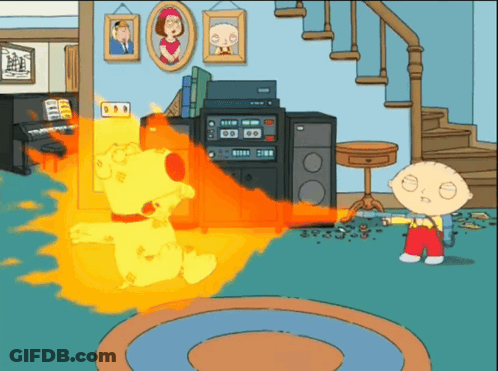 Stewie Playing Guitar With Flame GIF