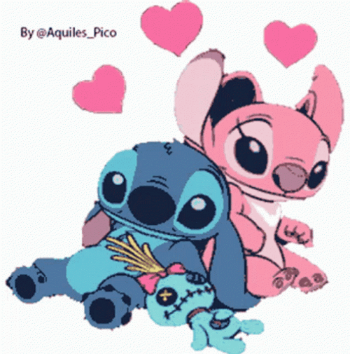 Stich And Angel Cute Chilling GIF
