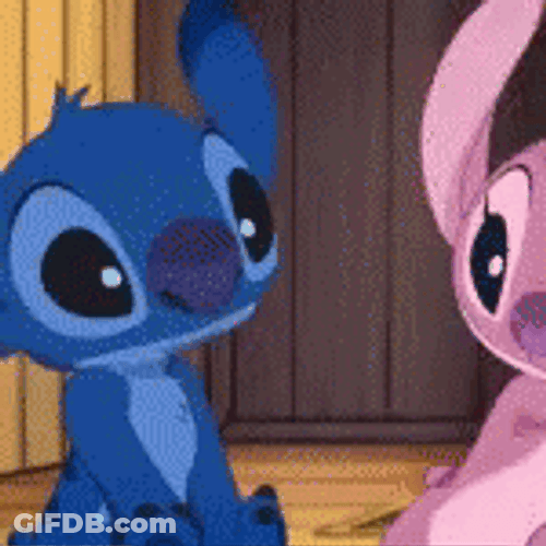 Stich And Angel Dressing Up GIF