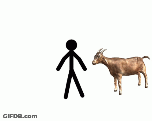 Stick Figure Feeding Goat GIF