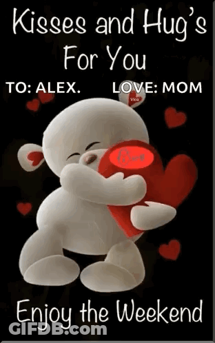 Stick Figure Girl Surrounded By Hearts And Hugs GIF