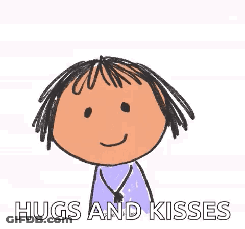 Stick Figure Girl Surrounded By Hearts GIF