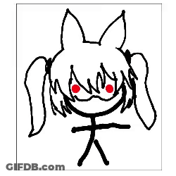 Stick Figure Girl With Pigtails And Red Eyes GIF