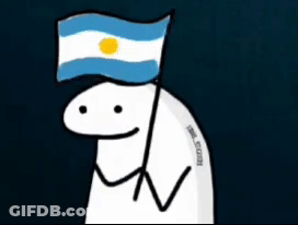 Stick Figure Holding Blue White Flag On Head GIF