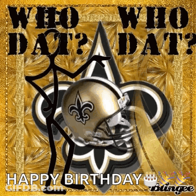 Stick Figure Holding Football Helmet Saying Who Dat GIF