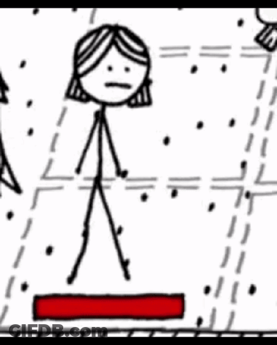Stick Figure Holding Gun Next To Rocks GIF