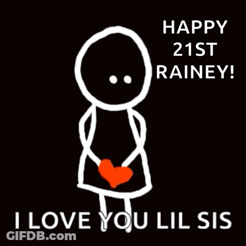 Stick Figure Holding Hearts Happy 21St Rainey I Love You Lil Sis GIF