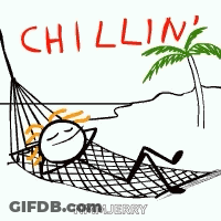 Stick Figure In Hammock Saying Chillin GIF