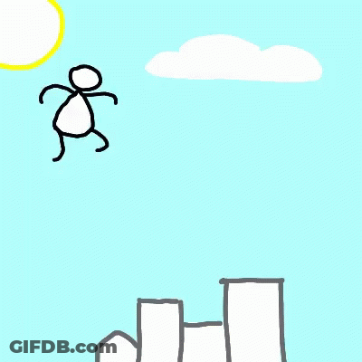 Stick Figure Jumping Off Building GIF