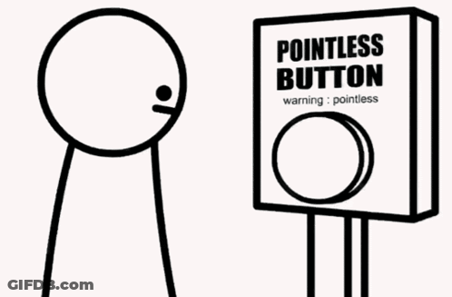 Stick Figure Next To Pointless Button Box GIF