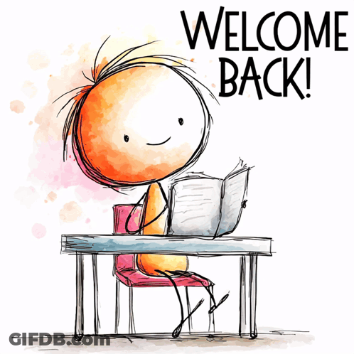 Stick Figure Reading Book Welcome Back GIF