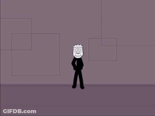 Stick Figure Shooting Gun With Letter V GIF