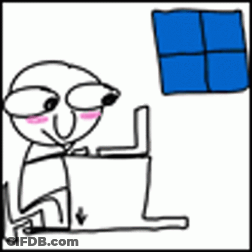 Stick Figure Sitting At Desk With Laptop GIF