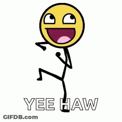 Stick Figure Smiley Saying Yee Haw GIF