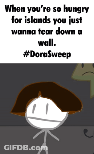 Stick Figure So Hungry For Islands Tear Down Wall GIF