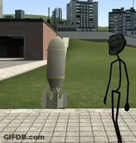 Stick Figure Standing In Front Of Bomb GIF