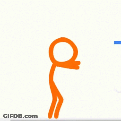 Stick Figure Standing On One Leg With Blue Line GIF