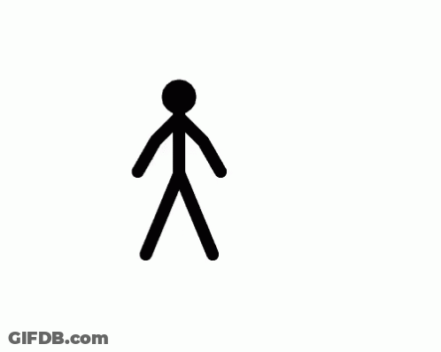Stick Figure Walking With Chinese Symbol GIF