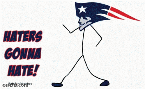 Stick Figure With Patriots Flag Walking Haters Gonna Hate GIF