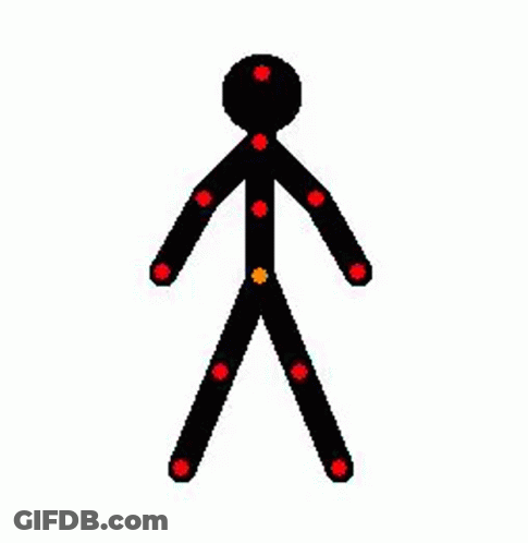 Stick Figure With Red Dots Next To Mouse Arrow GIF