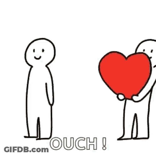 Stick Figures Holding Hands Near Heart GIF