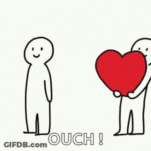 Stick Figures Holding Hands Near Heart GIF