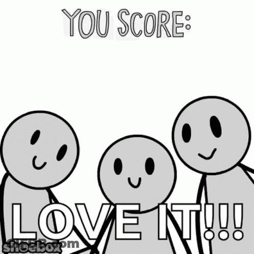 Stick Figures Holding Signs Saying You Score 10 And Love It GIF
